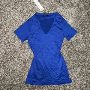 Blue V Neck Short